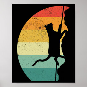 Rock Climbing Climber Cat Retro Vintage Poster