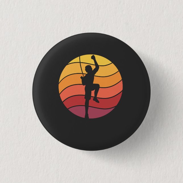 Rock Climbing Climber Retro 1 Inch Round Button (Front)