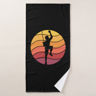Rock Climbing Climber Retro Bath Towel