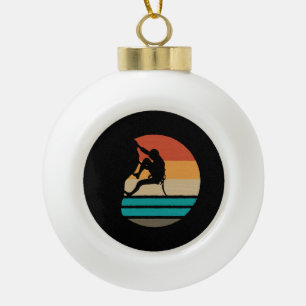 Rock Climbing Climber Retro Ceramic Ball Christmas Ornament
