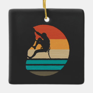 Rock Climbing Climber Retro Ceramic Ornament