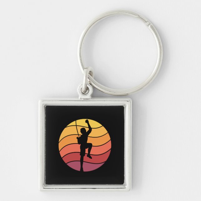 Rock Climbing Climber Retro  Keychain (Front)