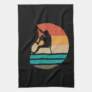 Rock Climbing Climber Retro Kitchen Towel