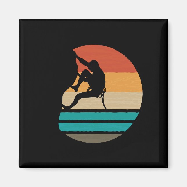 Rock Climbing Climber Retro Magnet (Front)