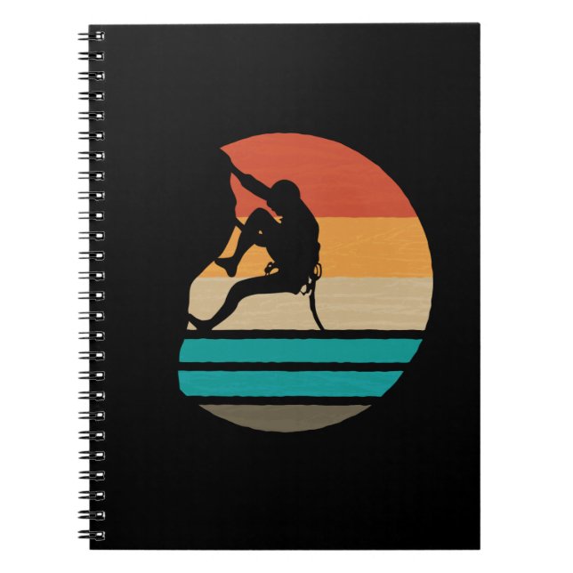 Rock Climbing Climber Retro Notebook (Front)