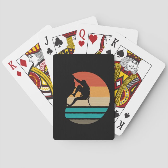 Rock Climbing Climber Retro Playing Cards (Back)