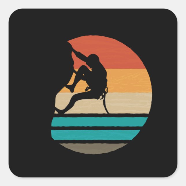 Rock Climbing Climber Retro Square Sticker (Front)