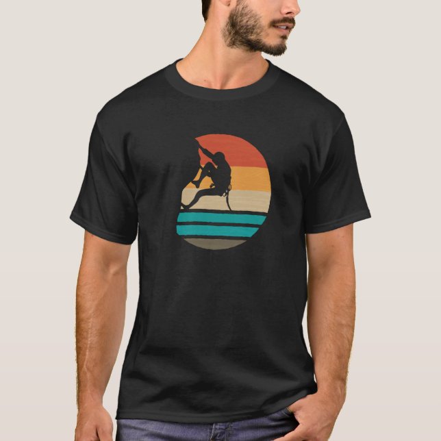 Rock Climbing Climber Retro T-Shirt (Front)