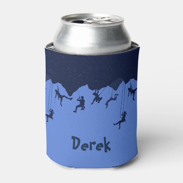 Rock Climbing Cool Blue Can Cooler (Can Front)