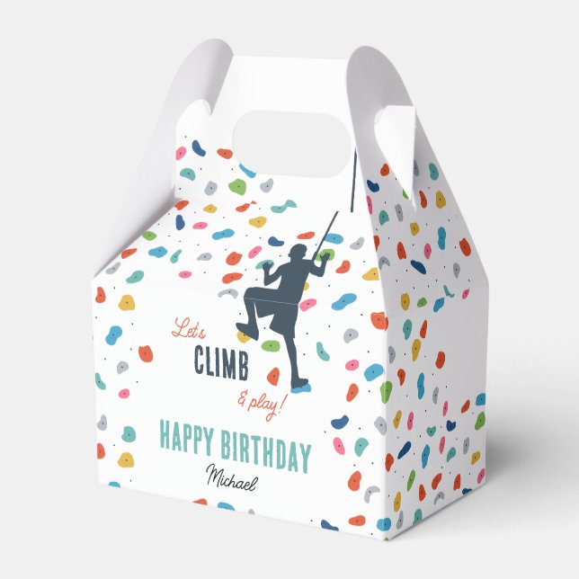 Rock Climbing Cute Kids Birthday Party Favor Box (Front Side)