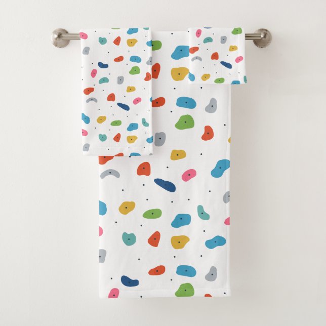 Rock Climbing Cute Kids Colourful Bath Towel Set (Insitu)