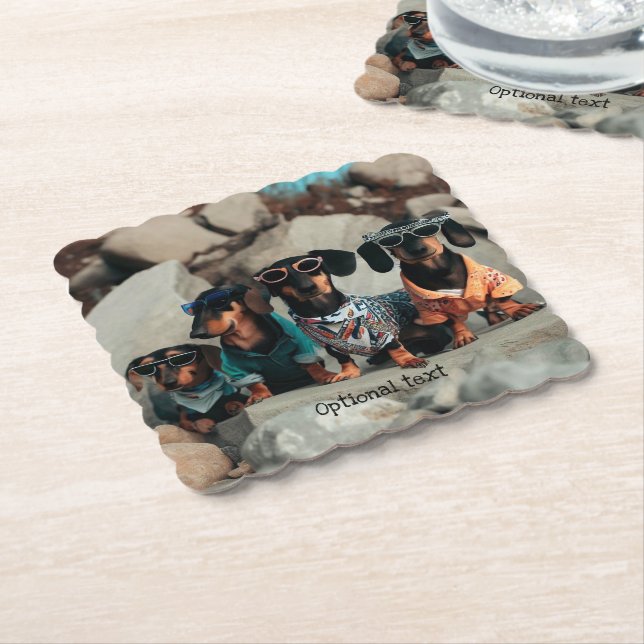 Rock Climbing Dachshunds Drink Coasters (Angled)