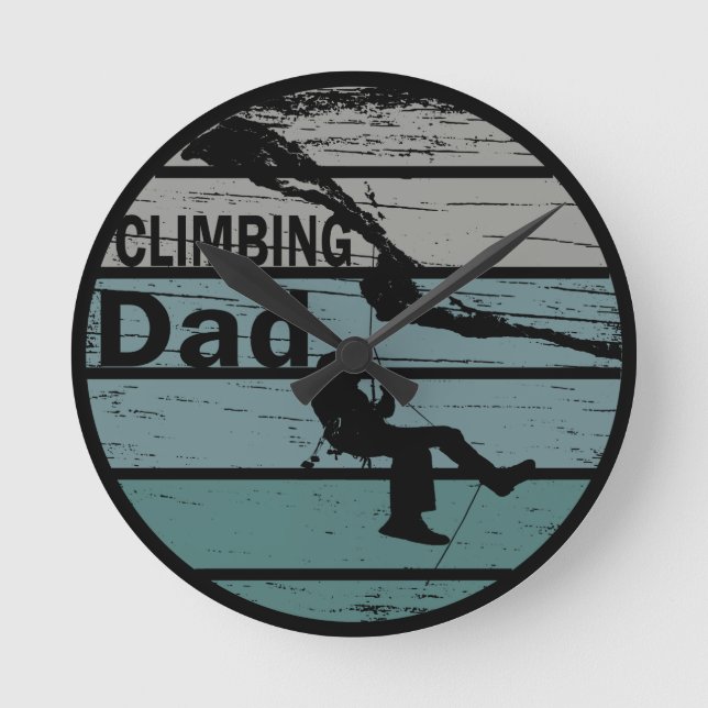 Rock climbing dad round clock (Front)