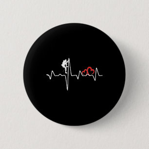 Rock Climbing Ekg Heartbeat Love Mountain Climber 2 Inch Round Button