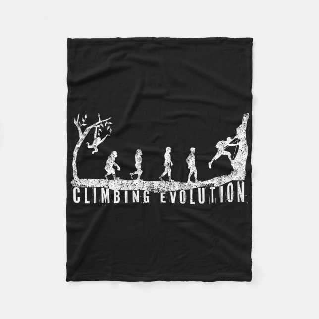 Rock Climbing Evolution Funny Distressed  Fleece Blanket (Front)