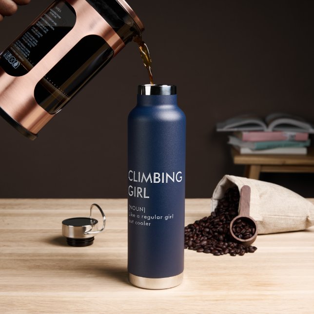 Rock Climbing girl trendy gift for her  Water Bottle (Coffee)