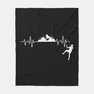 Rock Climbing Heartbeat Climber Pulse Mountain Out Fleece Blanket