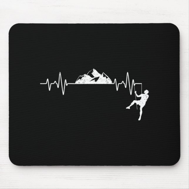 Rock Climbing Heartbeat Climber Pulse Mountain Out Mouse Pad (Front)
