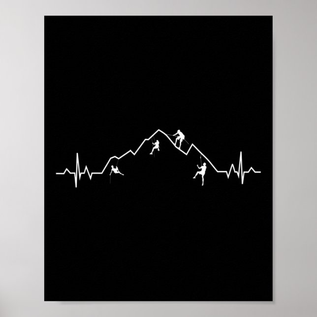 Rock Climbing Heartbeat Gift  Poster (Front)