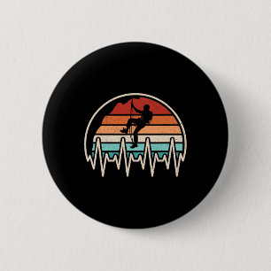 Rock Climbing Heartbeat Retro Climber Bouldering M 2 Inch Round Button