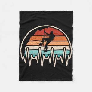Rock Climbing Heartbeat Retro Climber Bouldering M Fleece Blanket