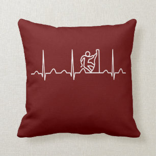 Rock Climbing Heartbeat Throw Pillow