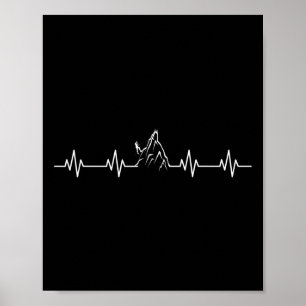 Rock Climbing Heartbeat Vintage Climber Boulder Poster