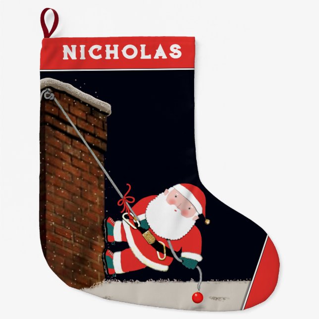 Rock Climbing Holiday Gift Large Christmas Stocking (Front)