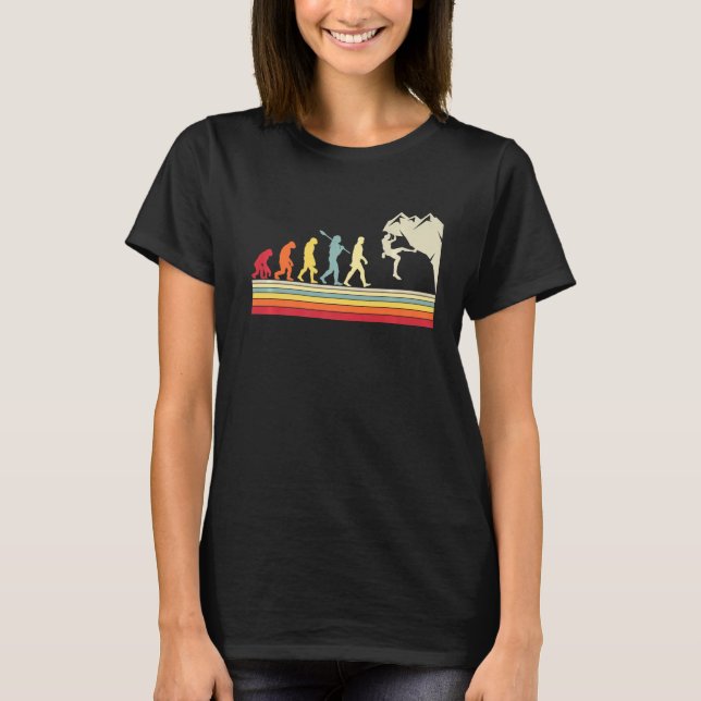 Rock Climbing Human Evolution Vintage Climber T-Shirt (Front)