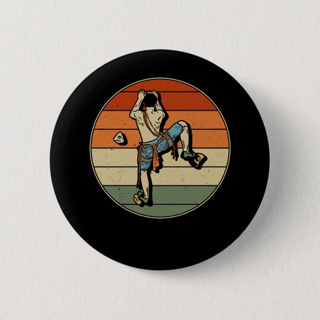 Rock Climbing Indoor Retro Mountain Climber 2 Inch Round Button (Front)