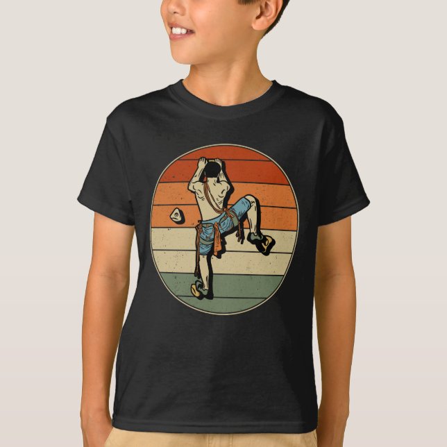 Rock Climbing Indoor Retro Mountain Climber T-Shirt (Front)