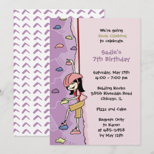 Rock Climbing Invitation: Black Hair Birthday Invitation