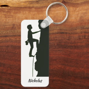 Rock Climbing Mountain Climber Silhouette  Keychain