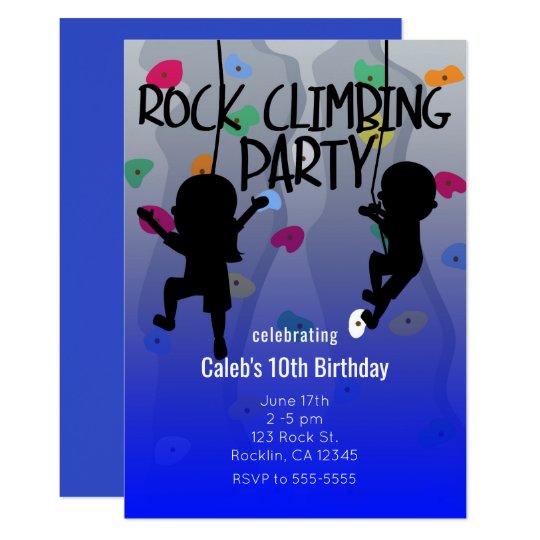 Rock Climbing Party Birthday Invitations