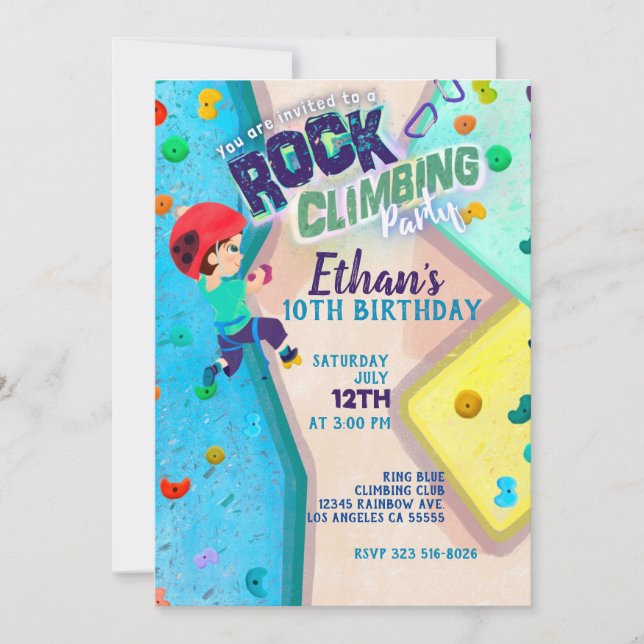 Rock Climbing Party Invitation (Front)