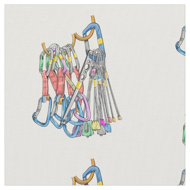 Rock climbing quickdraws and wires fabric (Close Up)