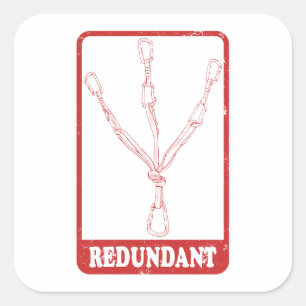 Rock climbing redundant belay station square sticker