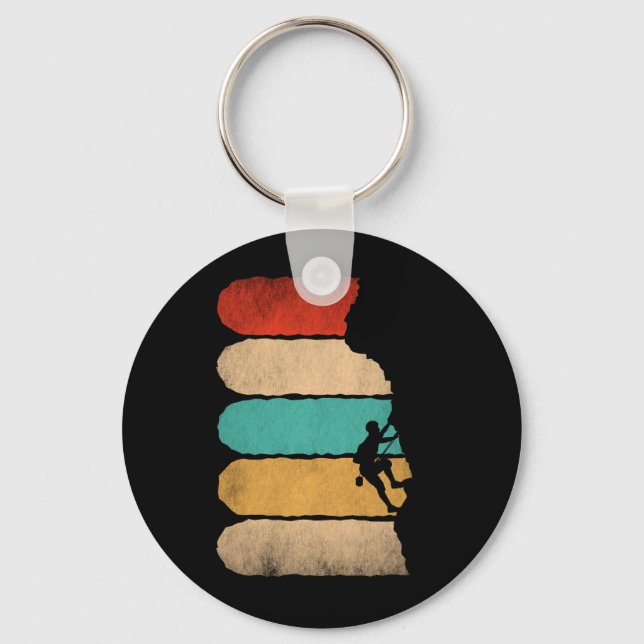 Rock Climbing Retro Hipster Climber Novelty Keychain (Front)