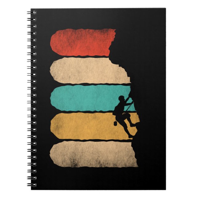 Rock Climbing Retro Hipster Climber Novelty Notebook (Front)