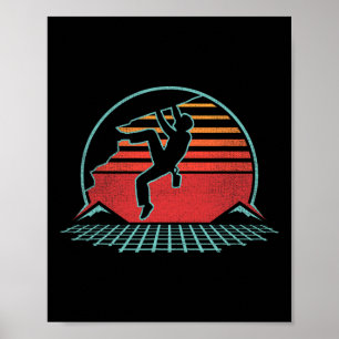 Rock Climbing Retro Vintage Bouldering 80s Style G Poster