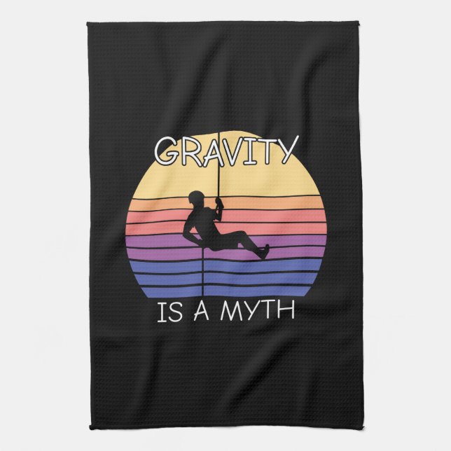 Rock Climbing Retro Vintage Kitchen Towel (Vertical)