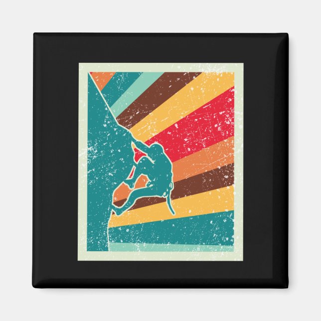 Rock Climbing Retro Vintage Magnet (Front)