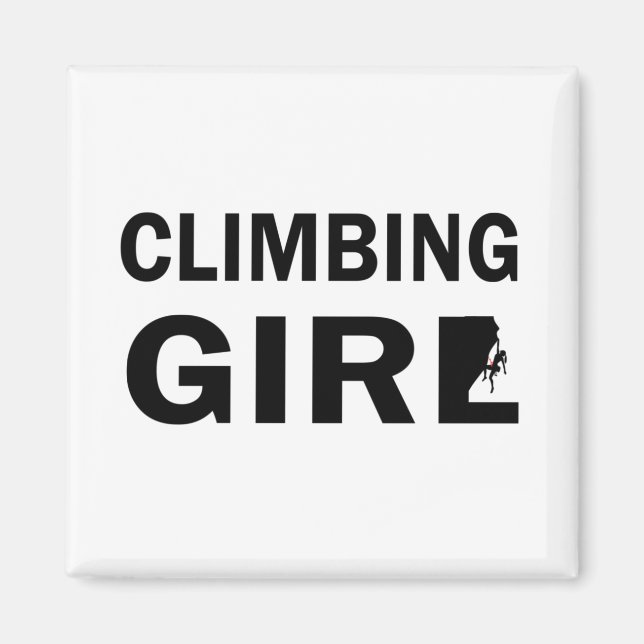 Rock climbing rockclimbing girl magnet (Front)