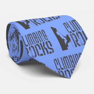 Rock Climbing Rocks Black on Blue Tie