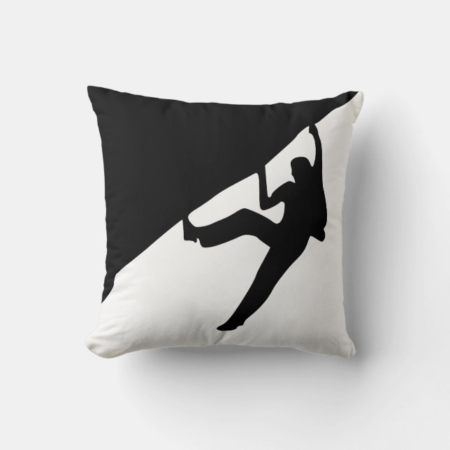 Rock Climbing Silhouette Throw Pillow (Front)