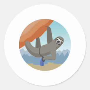 Rock Climbing Sloth  Red Rocks  Classic Round Sticker