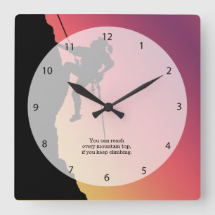 Rock Climbing Square Wall Clock