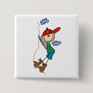 Rock Climbing Stick Figure 2 Inch Square Button