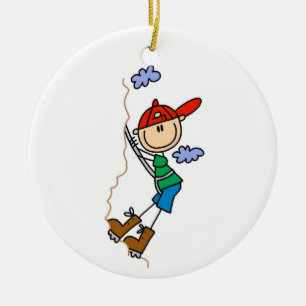 Rock Climbing Stick Figure Ceramic Ornament