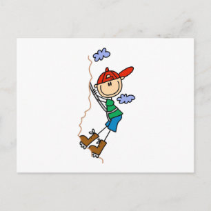 Rock Climbing Stick Figure Postcard